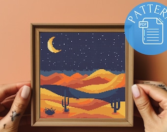 Desert Sunrise Cross Stitch Pattern: Sunset Landscape (PDF Pattern)