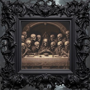 Skeleton Last Supper Cross Stitch Pattern: Gothic Horror (PDF)