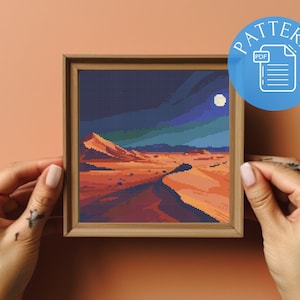 Sonnenaufgang in der Wüste Kreuzstichmuster, Sonnenuntergang x-Kreuzstich, Instant Download PDF, Kreuzstich, Wüstenkreuzstich, Stickvorlage