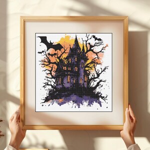 Halloween Haunted House Cross Stitch Pattern: Spooky Horror Home (PDF)