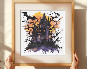 Halloween Haunted House Cross Stitch Pattern: Spooky Horror Home (PDF)