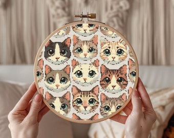 Buntes Katzen Kreuzstichmuster: Modernes Tiermuster (PDF)