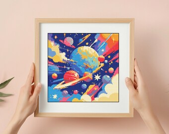 Galaxy Cross Stitch Pattern: Modern Cosmos Design (PDF Pattern)