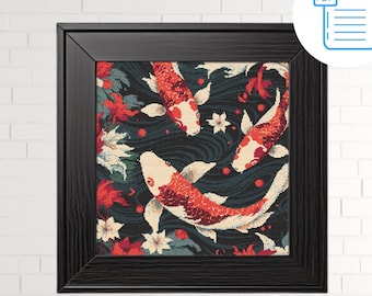 Koi Fish Cross Stitch Pattern: Elegant Animal Embroidery (PDF Pattern)