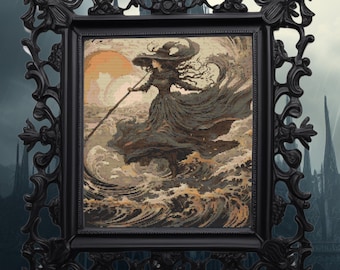 Gothic Witch Cross Stitch Pattern: Spooky Dark Xstitch (PDF)