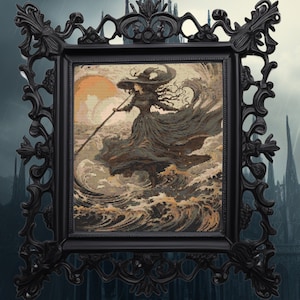 Witch  Cross Stitch Pattern | Gothic xstitch | Spooky Dark Chart | Creepy Xstitch PDF |  Digital Cross Stitch Pattern PDF