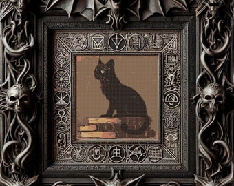 Gothic Cat Cross Stitch Pattern: Dark Horror Xstitch (PDF)