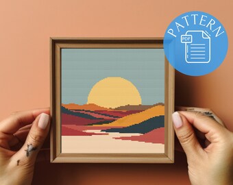 Abstract Desert Sunset Cross Stitch Pattern (PDF Download)