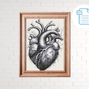 Anatomy Heart Cross Stitch Pattern PDF, Anatomy xstitch chart, Heart pattern PDF, Counted Cross Stitch, Instant Download PDF