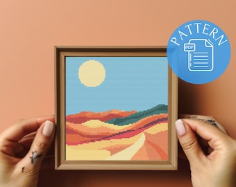 Abstract Desert Sunset Cross Stitch Pattern (PDF Download)