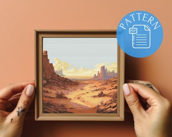 Desert Sunrise Cross Stitch Pattern: Sunset Landscape (PDF Pattern)