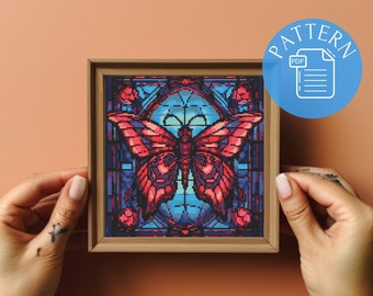 Patrón de punto de cruz de polilla de vitral: punto X gótico (PDF)