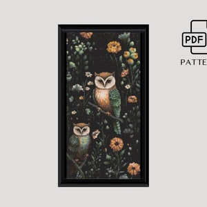 Abstract Owl Cross Stitch Pattern, Modern Owl x-stitch PDF Pattern, Gothic Digital Design, Animal Pattern | Digital Format - PDF