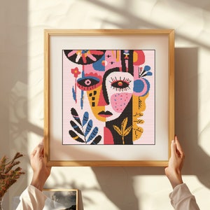 Modern Abstract Face Cross Stitch Pattern: Colorful Art (PDF Pattern)