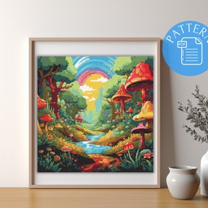 Forest Cross Stitch Pattern | Floral x-cross stitch Pattern | Nature cross stitch chart | Instant Download PDF |