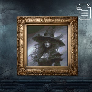 Gothic Witch Cross Stitch Pattern: Spooky Horror Design (PDF)
