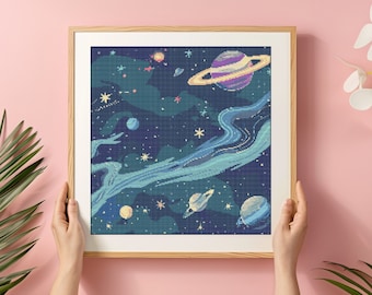 Galaxy Cross Stitch Pattern: Cosmos Space Design (PDF)