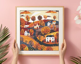 Kruissteekpatroon dorpshuizen herfst: landschapsstad (pdf)