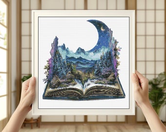 Magic Book Cross Stitch Pattern: Fantasy Landscape (PDF)
