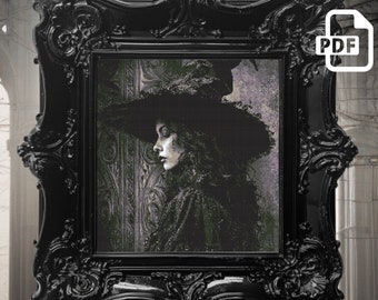 Gothic Witch Cross Stitch Pattern: Spooky Horror Design (PDF)