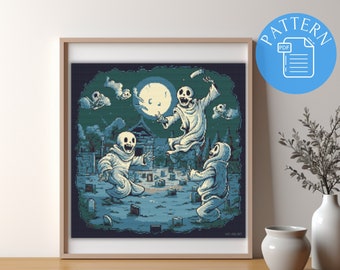Halloween Ghost Cross Stitch Pattern: Playful Haunts (PDF Pattern)