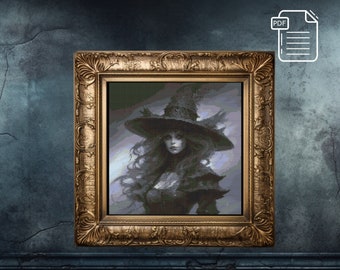 Gothic Witch Cross Stitch Pattern: Spooky Horror Design (PDF)