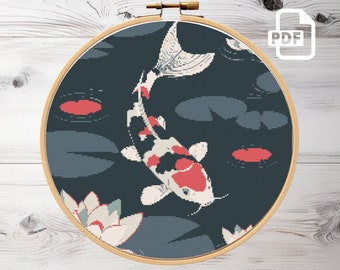 Koi Fish Cross Stitch Pattern: Modern Animal Embroidery (PDF Pattern)