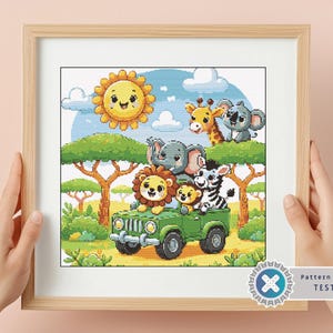Safari Tiere Kreuzstich Muster PDF | Baby-Kinderzimmer xStichzählmuster | Modernes einfaches Muster | Digitales Kreuzstichmuster