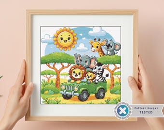 Safari Tiere Kreuzstich Muster: Kinderzimmer Deko (PDF-Muster)