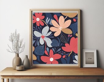 Abstract Floral Cross Stitch Pattern: Modern Flowers (PDF Pattern)