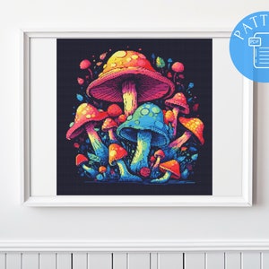 Mushrooms  Cross Stitch Pattern PDF,  Embroidery Pattern, Home wall decor DIY