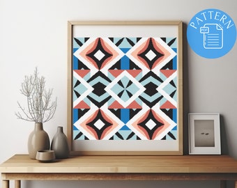 Abstraktes geometrisches Kreuzstichmuster: Modernes Art Deco (PDF-Muster)