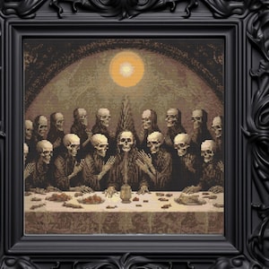 Skeleton Last Supper Cross Stitch Pattern | Gothic xstitch | Spooky Dark  | Creepy Xstitch PDF |  Digital Cross Stitch Pattern PDF | Horror