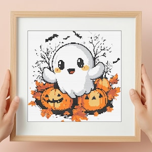 Geist und Kürbisse Kreuzstich-Muster: Halloween Herbst Design (PDF)
