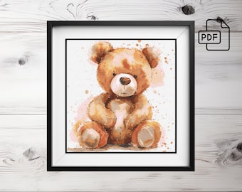Cute Teddy Bear Cross Stitch Pattern | Animal x-stitch Chart | Kids Cross Stitch Pattern | Easty xstitch | Cute Teddy Bear