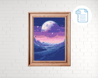 Abstract Galaxy Cross Stitch Pattern: Modern Space Design (PDF Pattern)