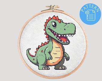 Unikt korsstygnsmönster - Dinosaurieäventyr