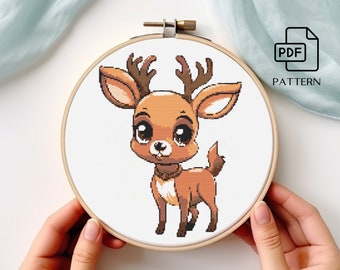 クリスマスのトナカイのクロスステッチパターン：ホリデーサンプラー