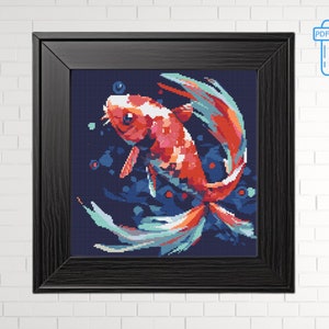 KOI Fish Cross Stitch Pattern PDF, Animals xstitch chart, Modern Cross Stitch Pattern,Koi embroidery, Instant download Home Decor DIY