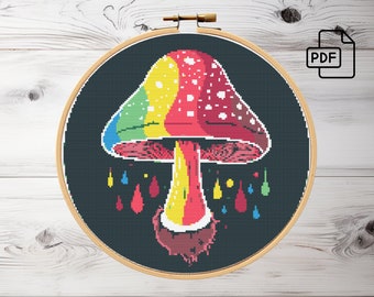Mushrooms  Cross Stitch Pattern PDF,  Embroidery Pattern, Home wall decor DIY