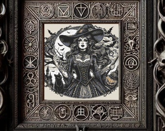 Gothic Witch Cross Stitch Pattern: Mystical Embroidery (PDF Pattern)