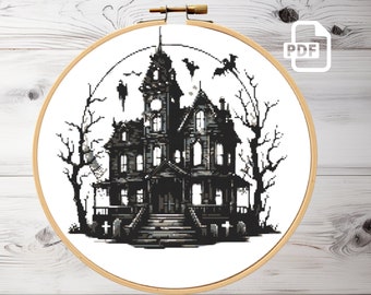 Gruseliges Spukhaus Kreuzstichmuster: Gruseliges Gothic Dekor (PDF)