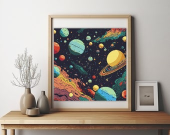 Abstract Space Galaxy Cross Stitch PDF Pattern