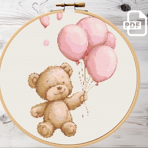Schattig teddybeer kruissteekpatroon | Dieren x-steekdiagram | Kruissteekpatroon voor kinderen | Easty xstitch | Schattige teddybeer