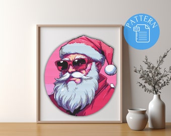 Kreuzstichmuster Nikolaus in rosa: Weihnachtsferien Design (PDF)