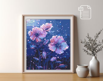 Flowers Cross Stitch Pattern: Modern Floral Design (PDF)