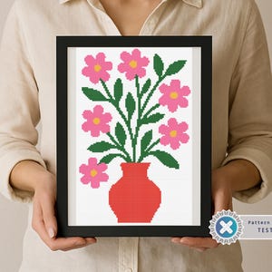 Nature Cross Stitch Pattern, Modern Floral xstitch, Abstract flowers, Easy x-stitch Pattern, Small Cross Stitch Chart, Instant Download PDF
