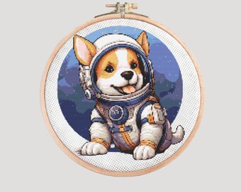 Abenteuerlustiger Hund Astronaut - Zählmuster