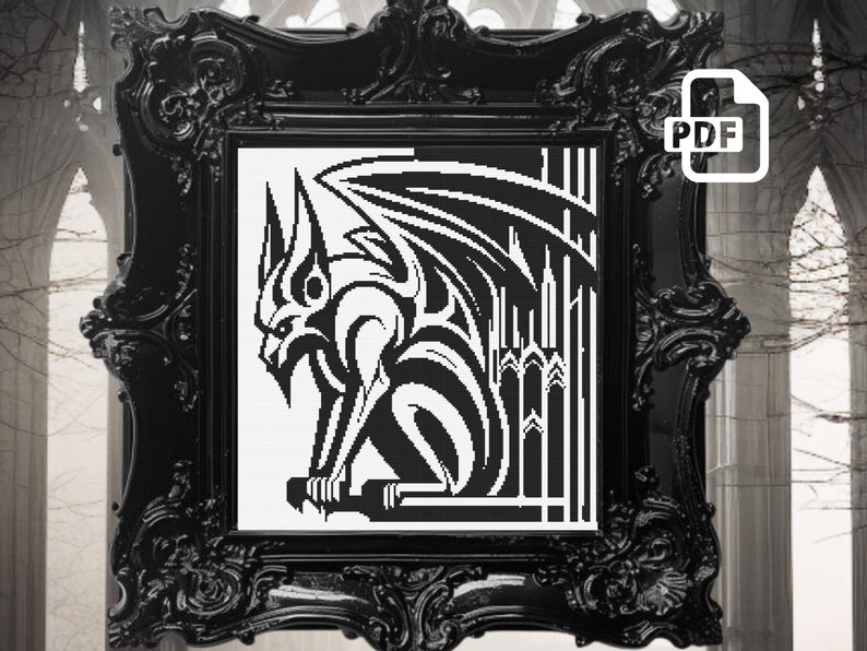 Gothic Gargoyle Cross Stitch Pattern: Dark Medieval Design (PDF) - Etsy