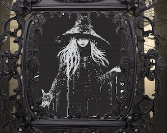 Gothic Witch Cross Stitch Pattern: Spooky Xstitch Chart (PDF)